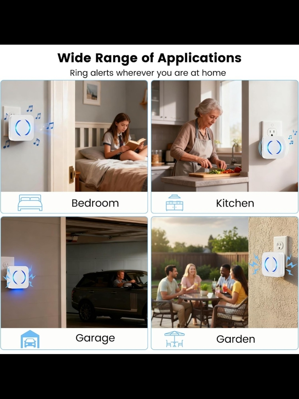 Smart Wireless Doorbell Chime - White with Blue LED (2 Pack) - Picture 5 of 6